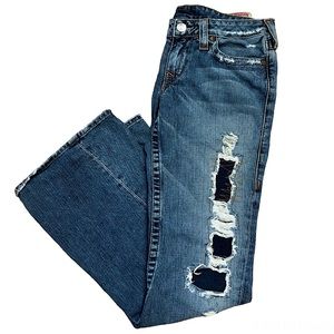 True Religion Berkeley Joey Wide Leg Flare Mid Rise Jeans Medium Light Wash 31